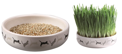 Trixie keramiek kom met kattengraszaad 50gr
