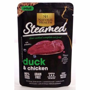 Natural Health Kat Pouch – Eend en kip – Gestoomd – 85gr