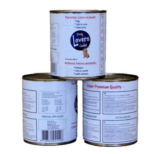 DogLoversGold Blikvoer Kip-Lam-Zalm 800 gram