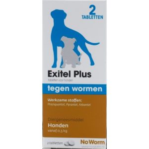 No Worm Exitel Plus Ontwormingstabl hond >0,5kg 2 tabletten