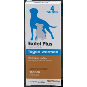 No Worm Exitel Plus Ontwormingstabletten hond >0,5kg 4 tabletten
