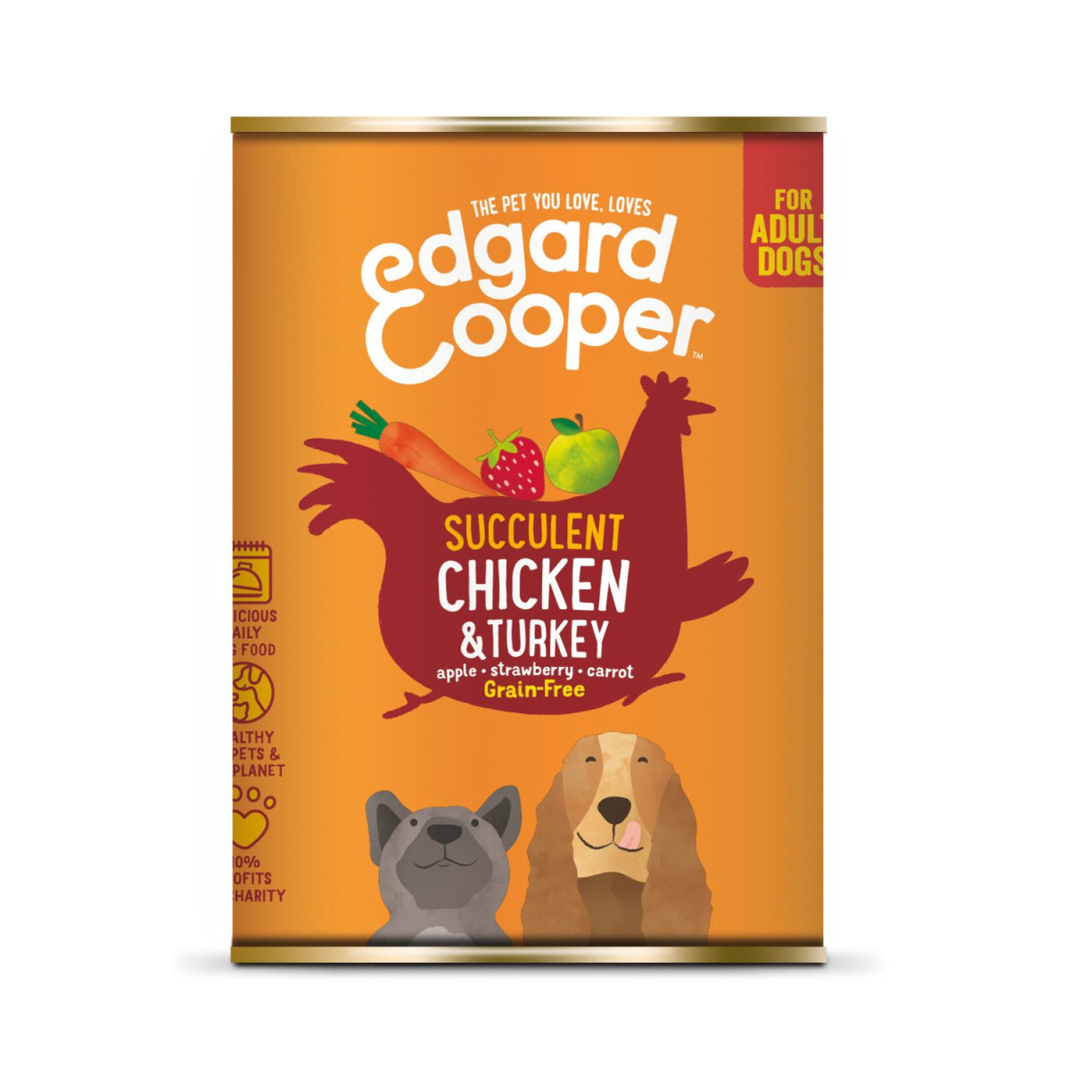 edgar en cooper blik kip/kalkoen/aardbei  400 gram graanvrij